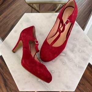 Elegant Red Suede Women's Heels